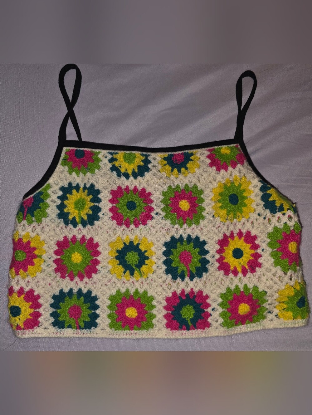 Wild Fable Crochet Granny Square Crop Tank Top - Size S (Like New)
